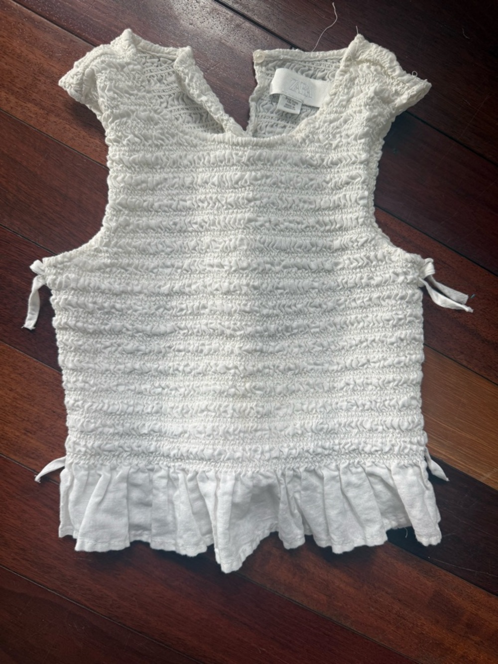 Zara girls: White Smocked Ruffled Tank Top